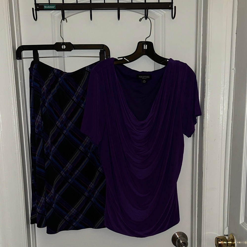 Perceptions Woman Violet Draped V-Neck Top
